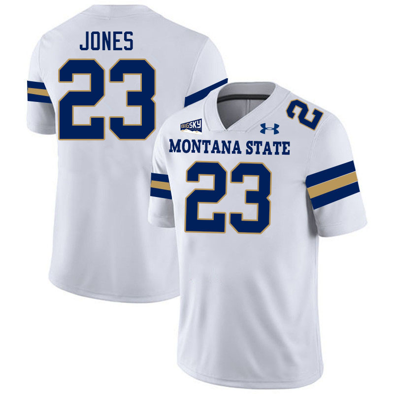 Men #23 Adam Jones Montana State Bobcats Jerseys Football Stitched-White